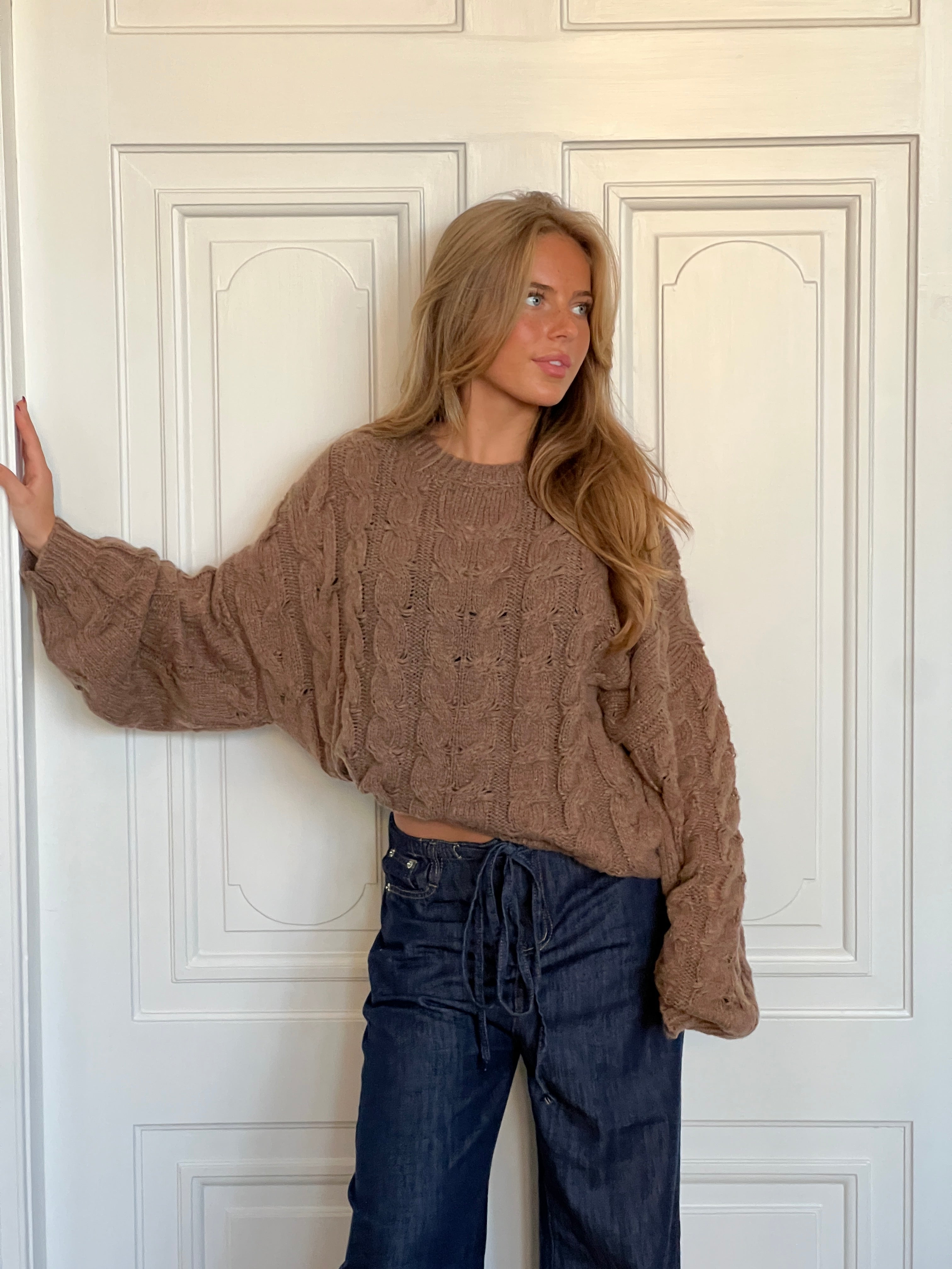 Anora chunky knit sweater - Brown
